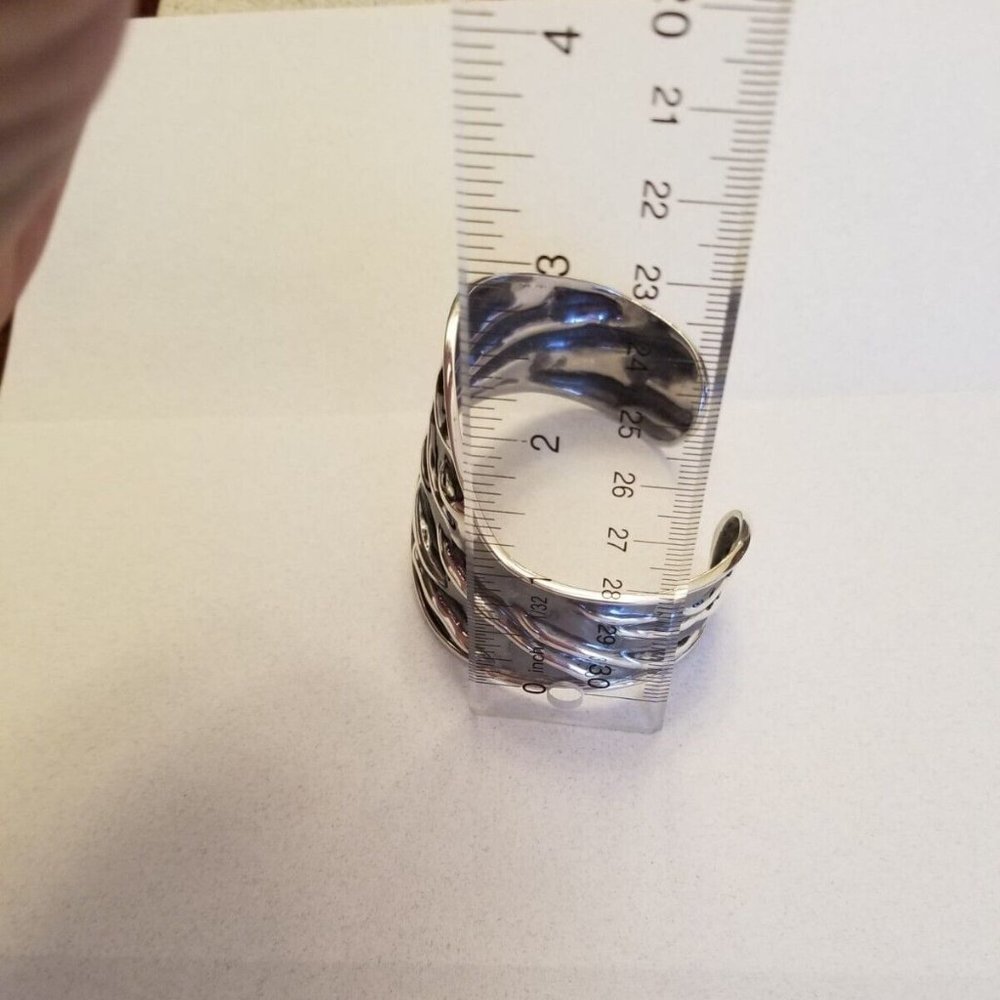 Solid Sterling Silver Oxidized Cascading Waves Wi… - image 7